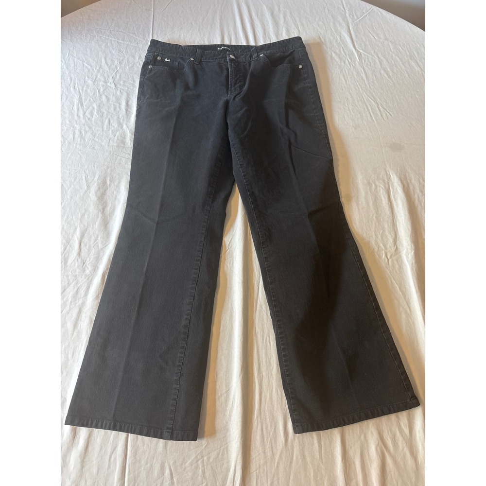 Cambio Basics Wide Leg Jeans Womens 33x28 Black Excellent Mid Rise Denim Flare